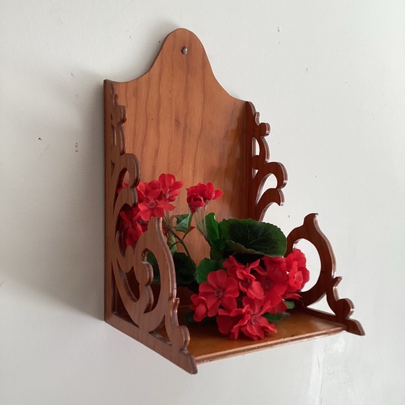 Other - Elegant Vintage Brown Wooden Wall Shelf